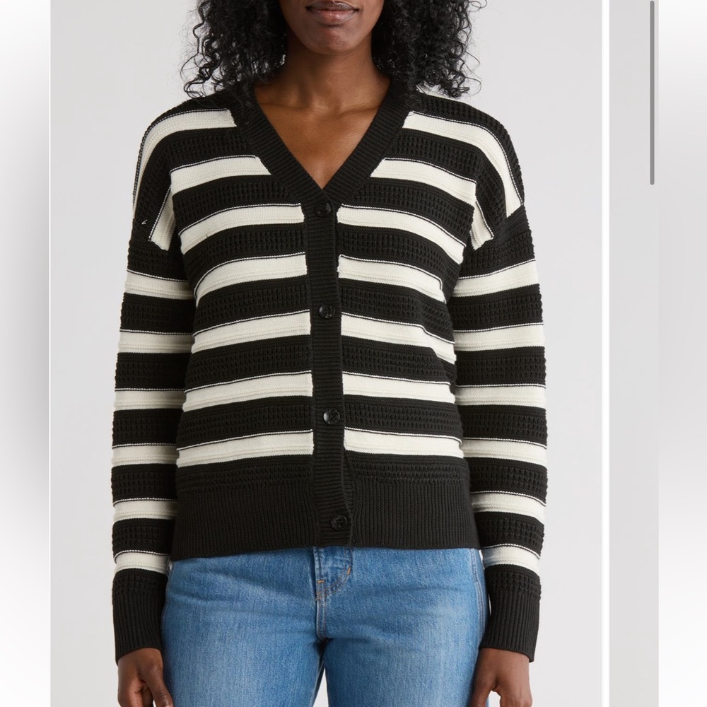 Cyrus Black and White Striped Cardigan